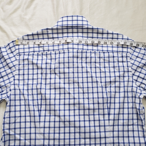 Eton Contemporary Dress Shirt White Blue Windowpane Plaid Button Up 15.5 39 - Picture 7 of 10